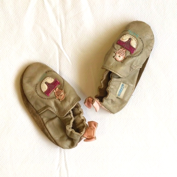 robeez genuine leather soft sole baby girl slippers crib shoes 0-6 months - Picture 1 of 8